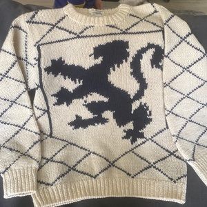 Pringle Cream and Black Crewneck Sweater